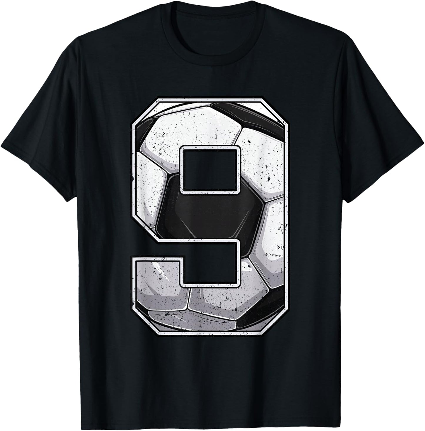 Soccer Ninth 9th Birthday Boy Nine 9 Years Old Bday Party T-Shirt - T-Shirt | Black
