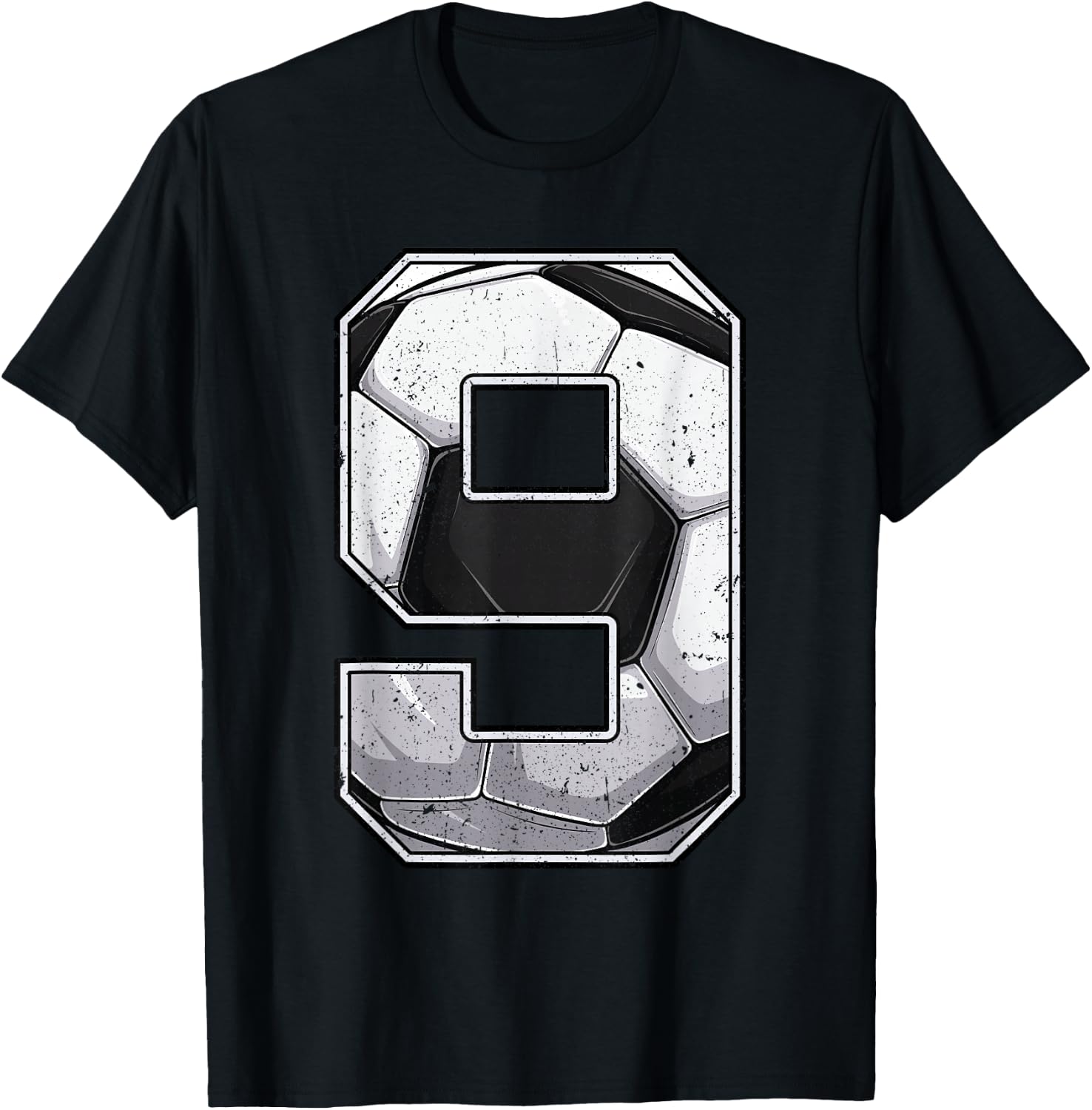 Soccer Ninth 9th Birthday Boy Nine 9 Years Old Bday Party T-Shirt - T-Shirt | Black