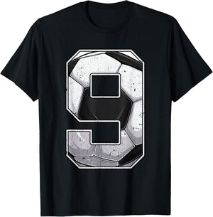 Soccer Ninth 9th Birthday Boy Nine 9 Years Old Bday Party T-Shirt - T-Shirt | Black