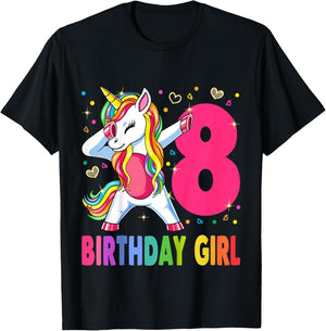 8th Birthday Girl Unicorn Shirt 8th Birthday Outfit T-Shirt - T-Shirt | Black