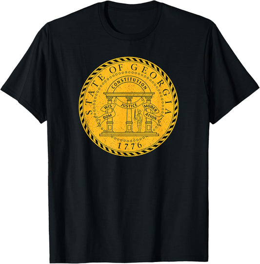 Georgia State Seal Flag T-Shirt - T-Shirt | Black