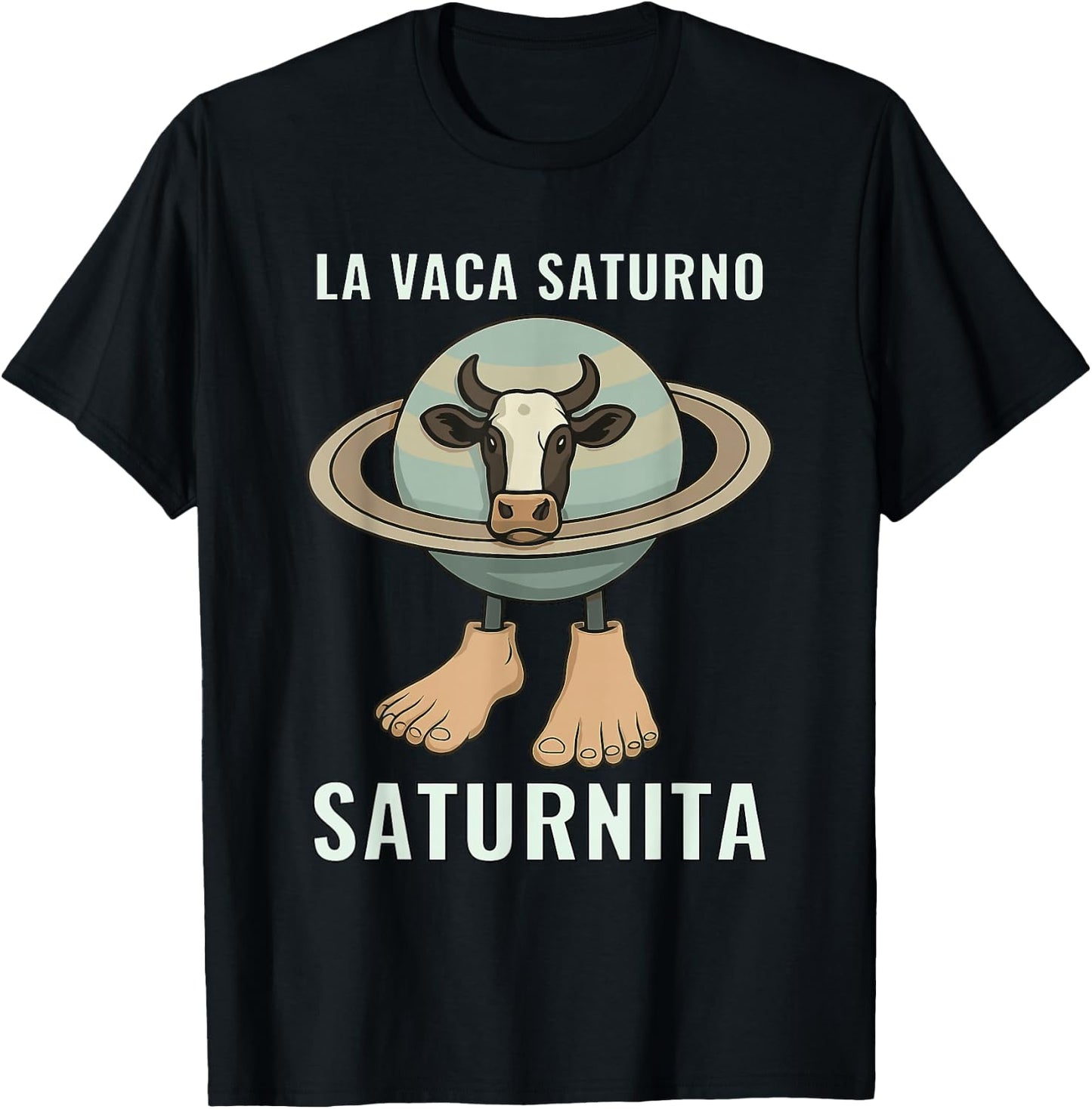Saturnita Cow Planet Meme T-Shirt - T-Shirt | Black