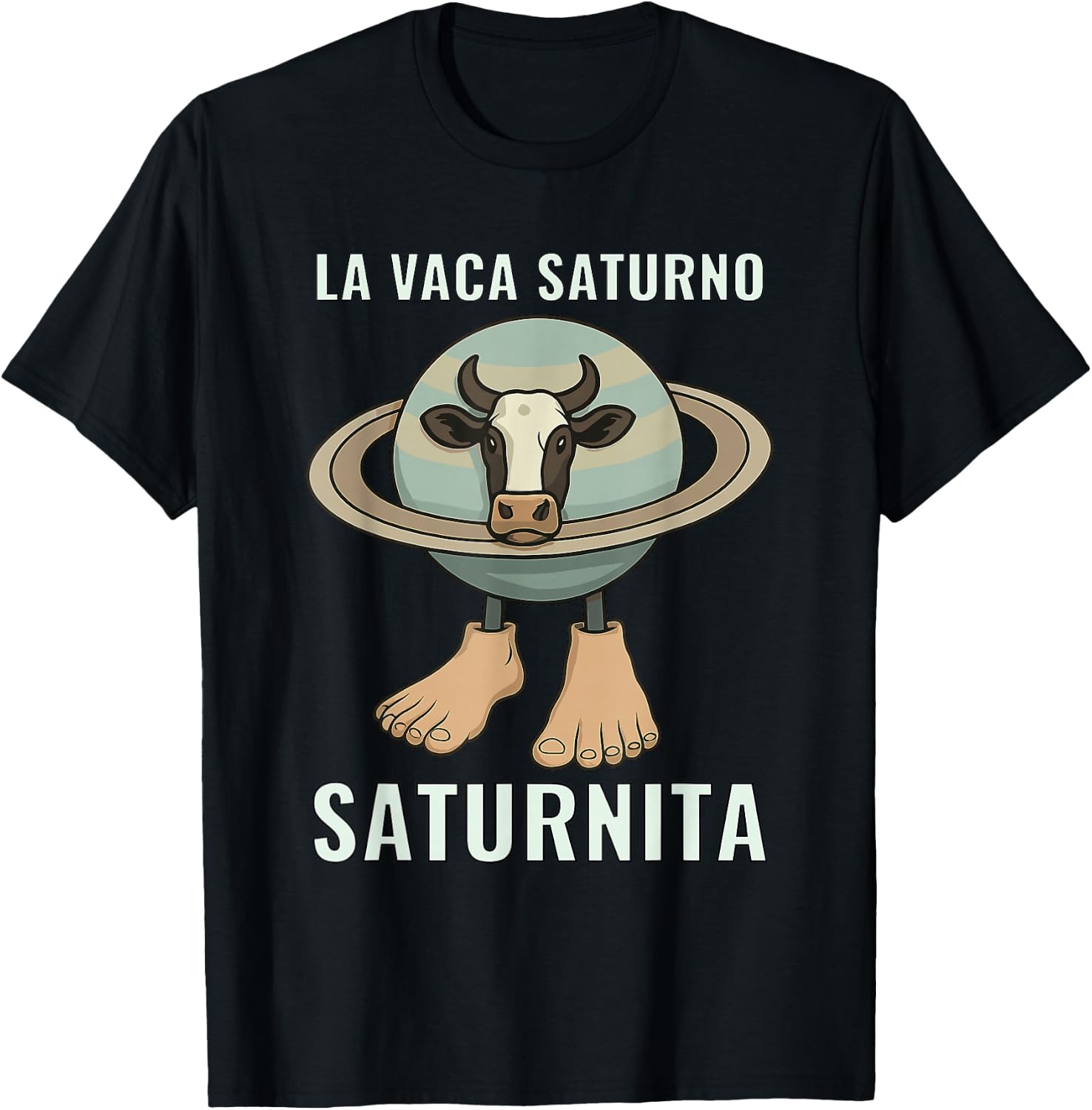 Saturnita Cow Planet Meme T-Shirt - T-Shirt | Black