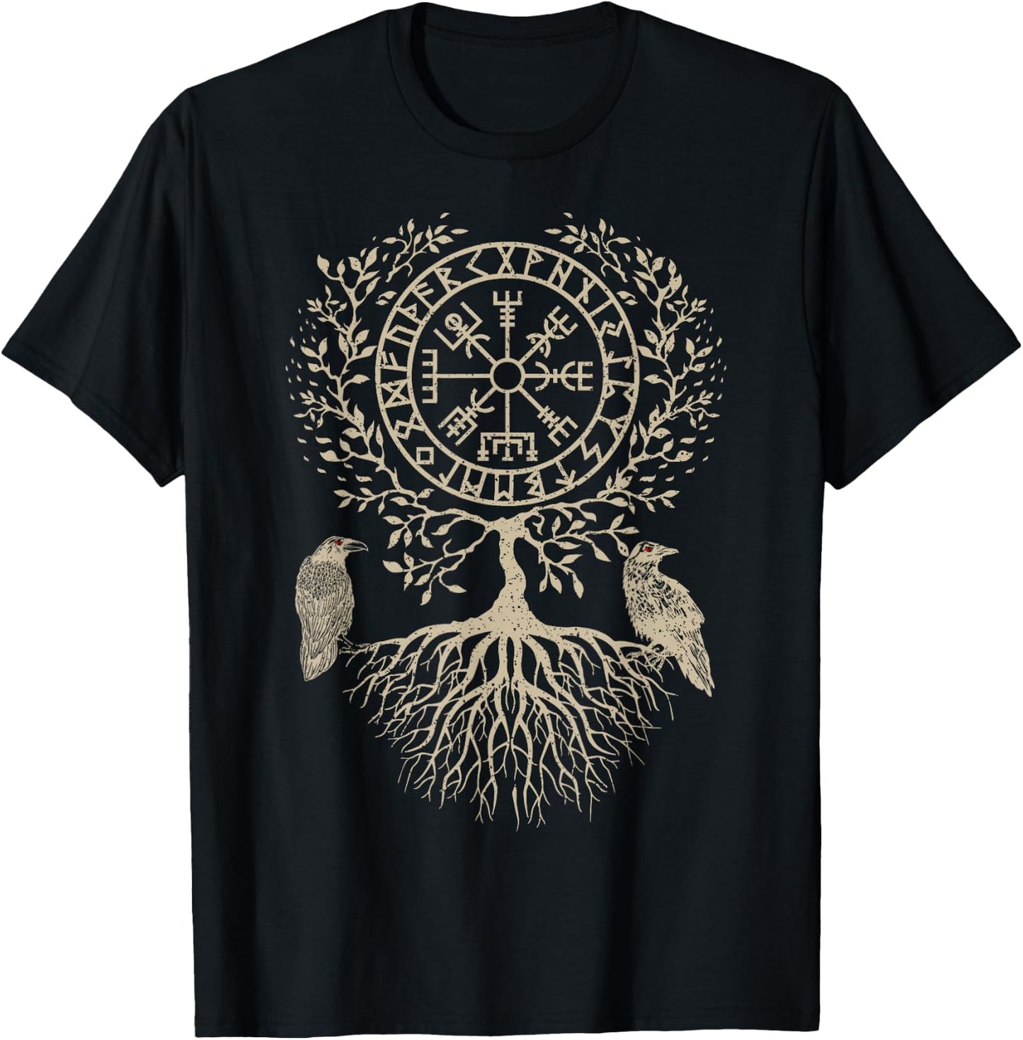 Nordic Warrior Norse Mythology Celtic Tree Of Life Viking T-Shirt - T-Shirt | Black