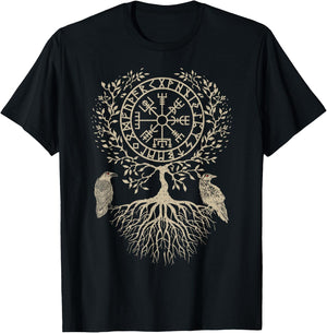 Nordic Warrior Norse Mythology Celtic Tree Of Life Viking T-Shirt - T-Shirt | Black