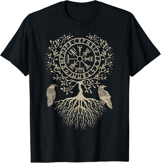 Nordic Warrior Norse Mythology Celtic Tree Of Life Viking T-Shirt - T-Shirt | Black