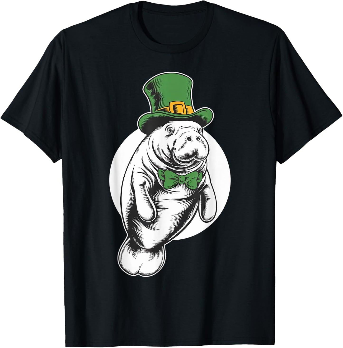 Green Manatee shamrock on St Patricks Day Manatee T-Shirt - T-Shirt | Black