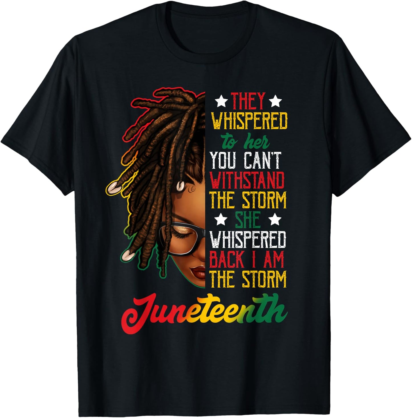 Juneteenth Black Women Dreadlocks Loc'd Hair Messy Bun T-Shirt - T-Shirt | Black