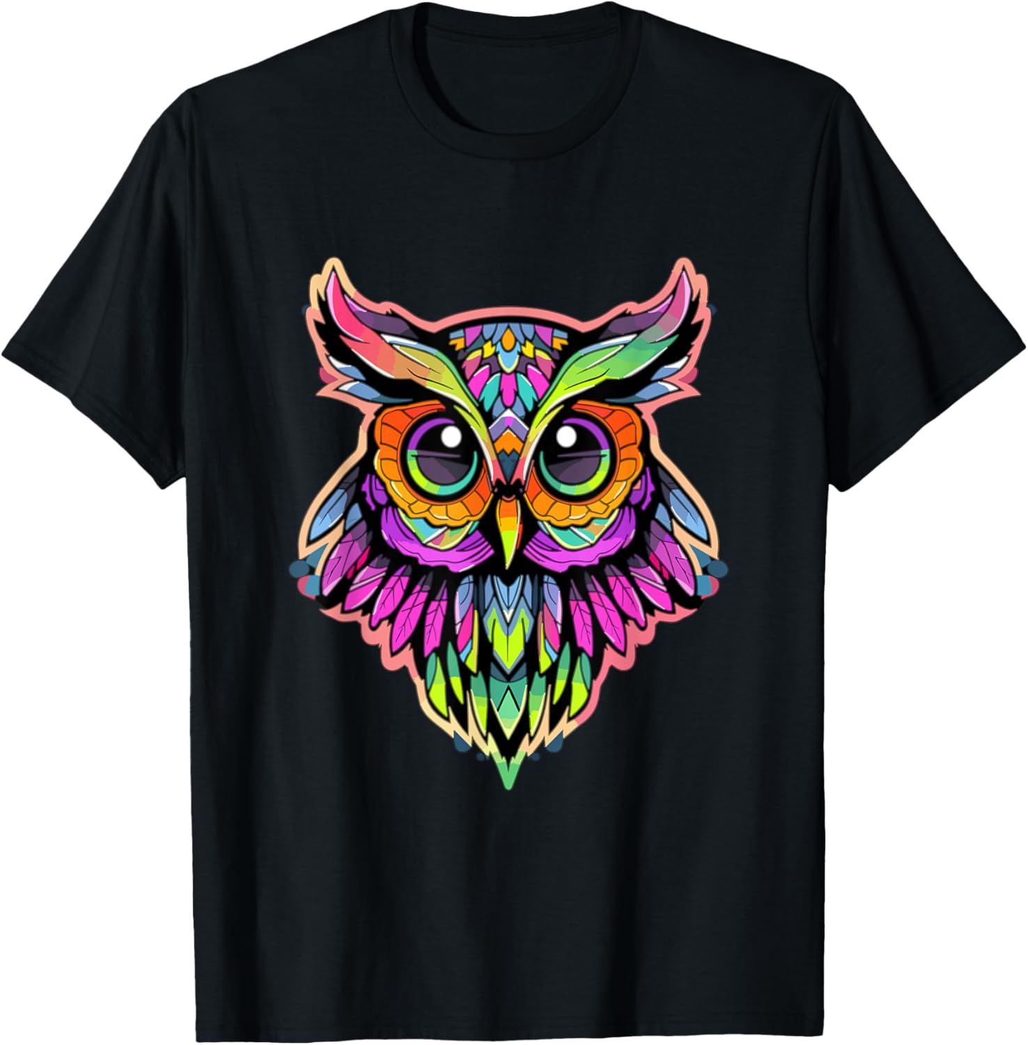 EDM Tech Party Trippy Owl Rave T-Shirt - T-Shirt | Black