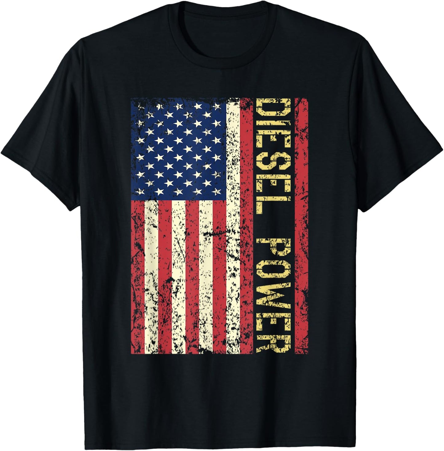 Vintage USA Flag Diesel Power Patriotic Truck Turbo Mechanic T-Shirt - T-Shirt | Black