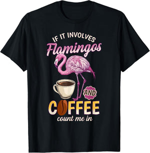 Flamingo Shirt Men Funny Flamingo And Coffee Lover T-Shirt - T-Shirt | Black