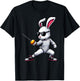 Funny Fencing Player Bunny Kids Men Easter Fencing T-Shirt - T-Shirt | Black