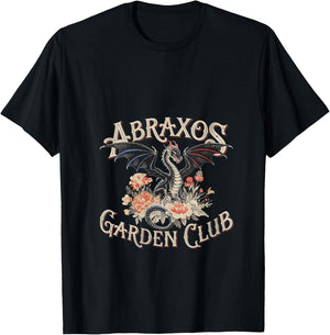 Abraxos Garden Club Dragon Vintage Fantasy Floral Design V-Neck T-Shirt - T-Shirt | Black