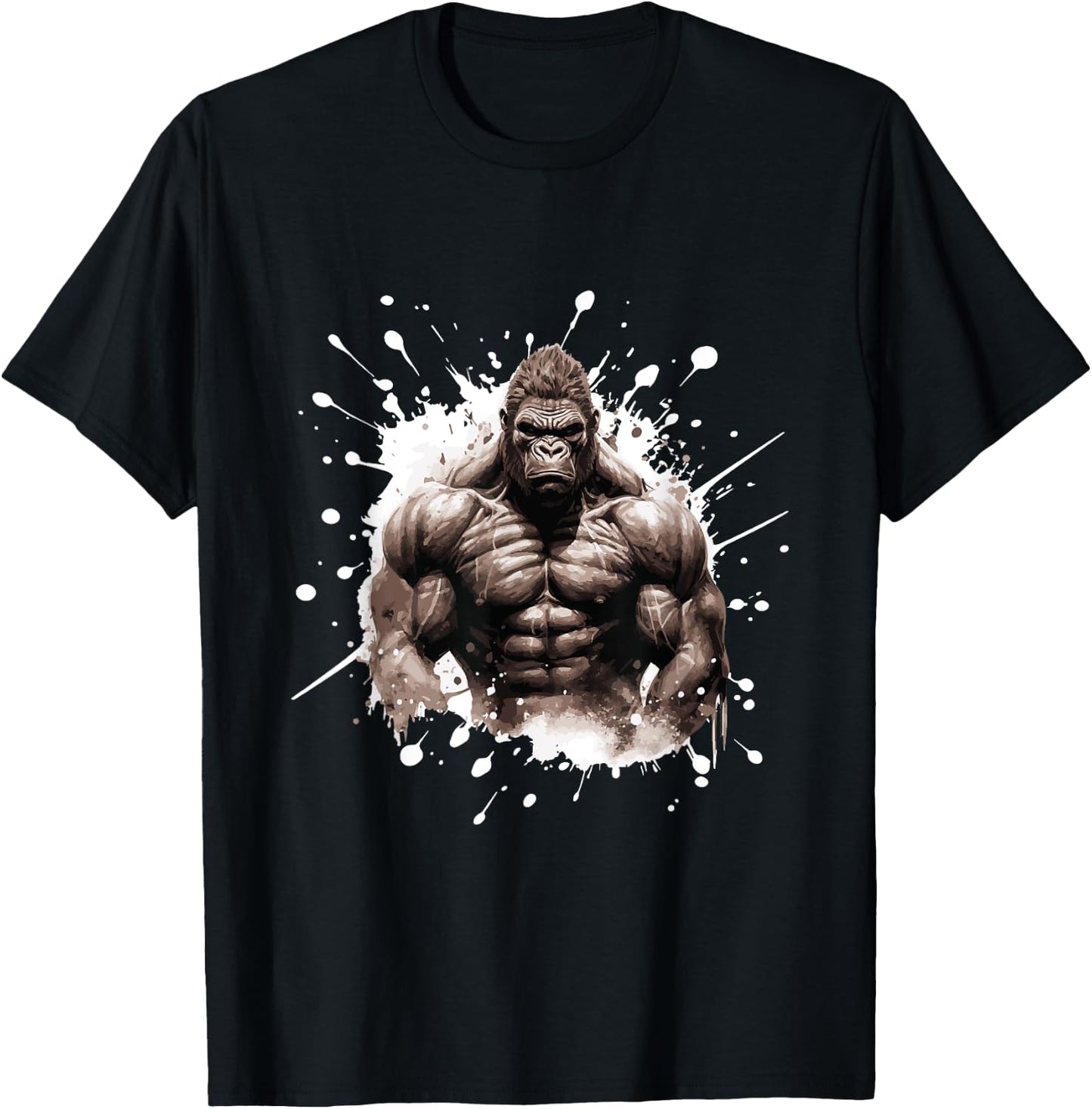 Gorilla with Muscles | Workout Gym Bodybuilding T-Shirt - T-Shirt | Black