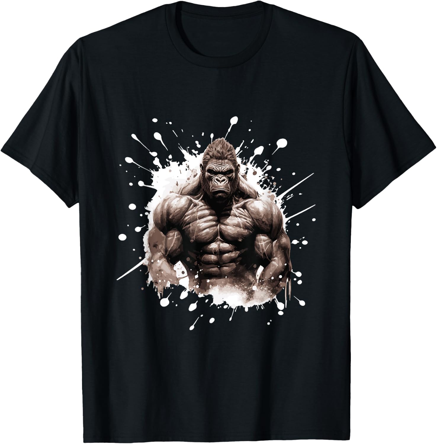 Gorilla with Muscles | Workout Gym Bodybuilding T-Shirt - T-Shirt | Black