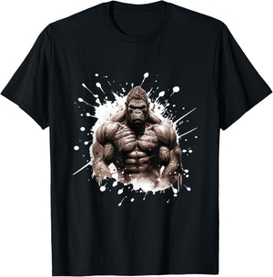 Gorilla with Muscles | Workout Gym Bodybuilding T-Shirt - T-Shirt | Black