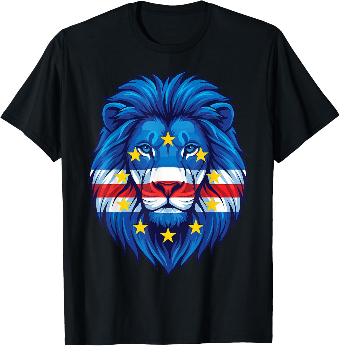 Cape Verde Flag Lion, Cape Verdean Flag, Cabo Verde T-Shirt - T-Shirt | Black