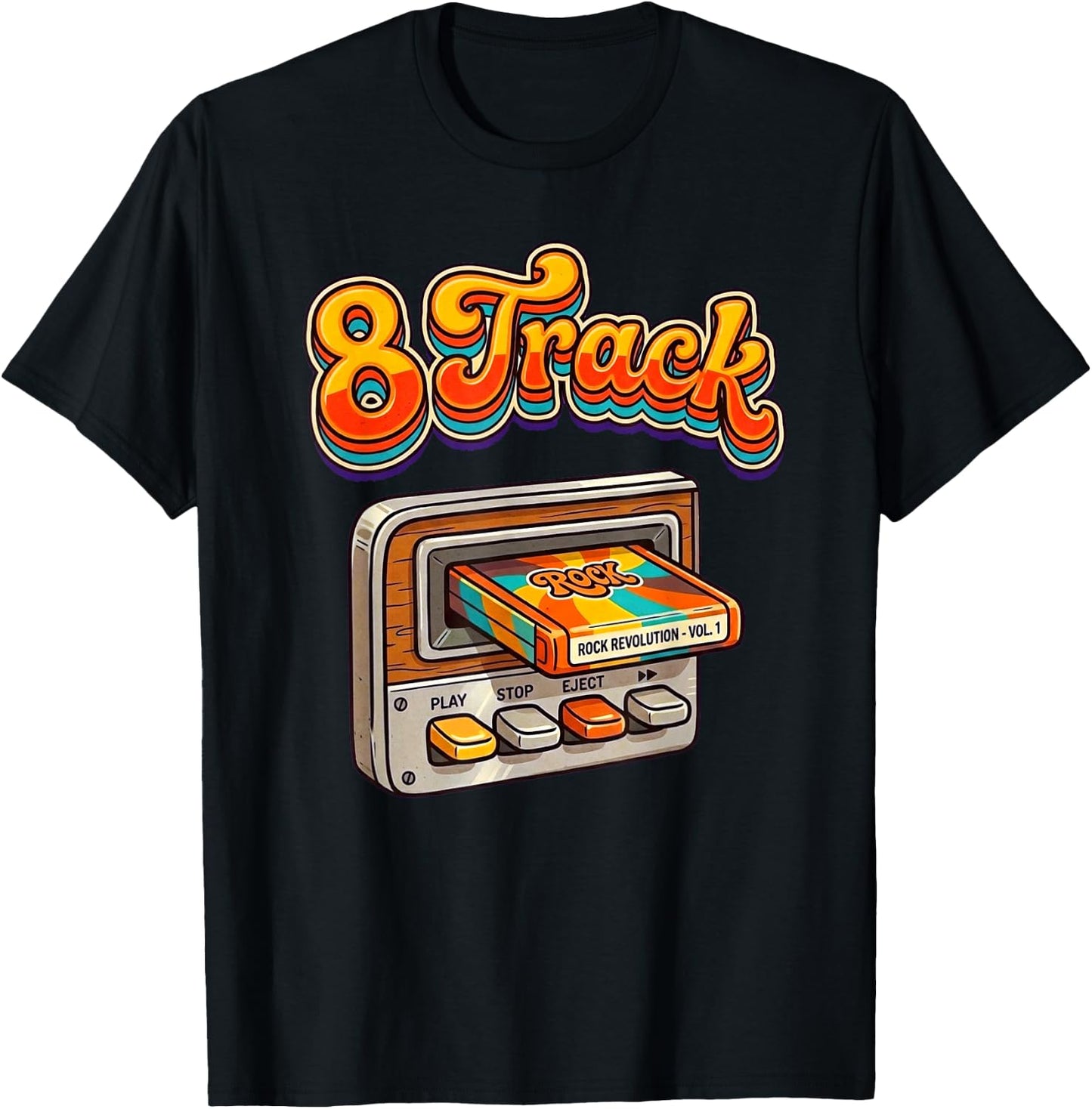 70s 8-Track Retro Vintage T-Shirt - T-Shirt | Black