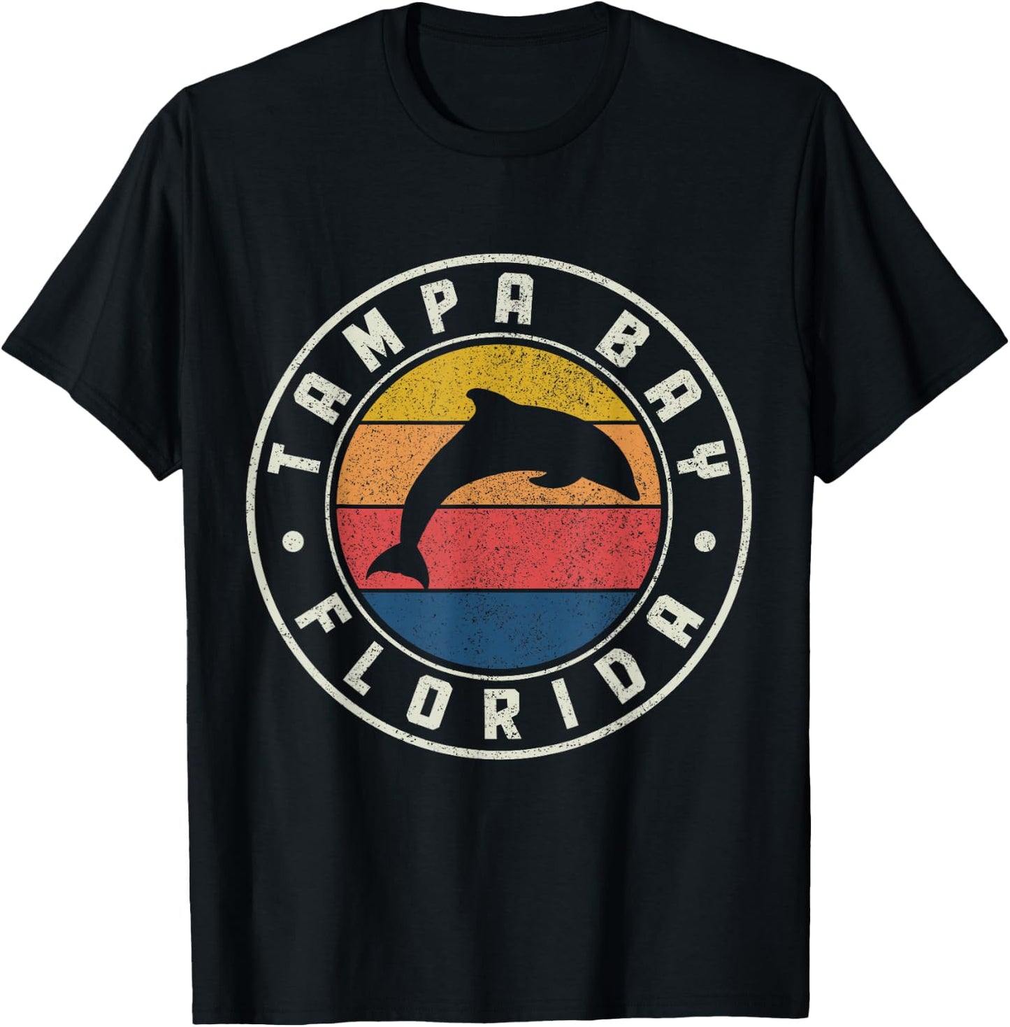 Tampa Bay Florida Dolphin Surfer Souvenir Vintage T-Shirt - T-Shirt | Black
