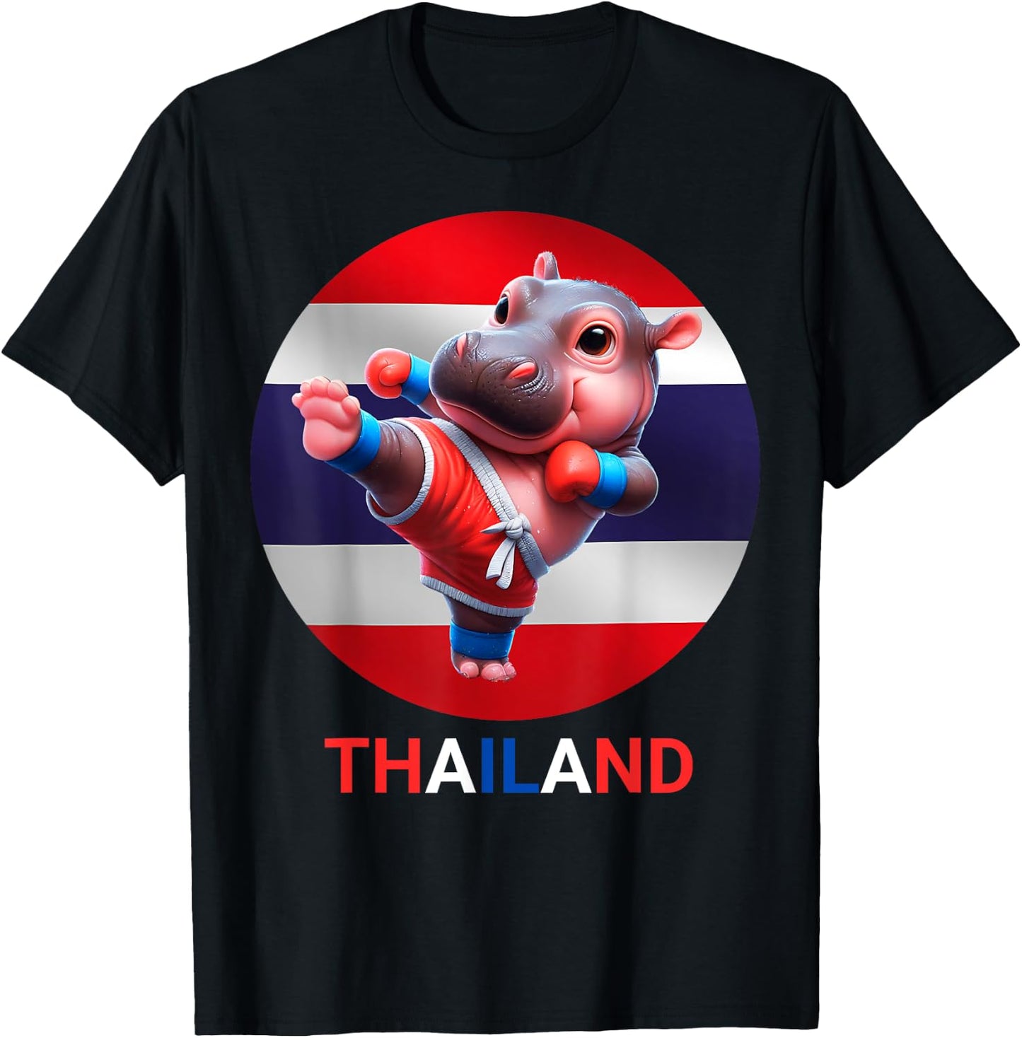 Moodeng: Muay Thai Hippo, Hippo Lover, Funny Moodeng T-Shirt - T-Shirt | Black