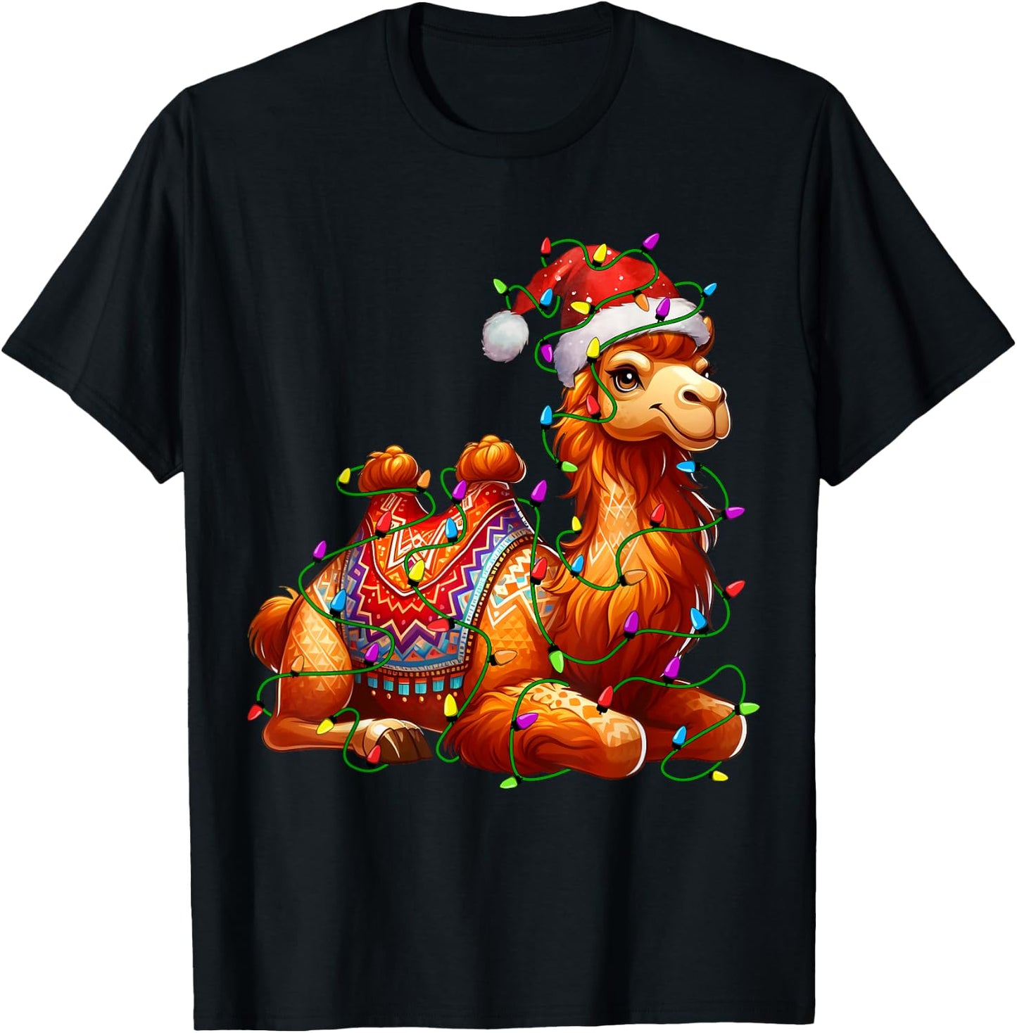 Camel Santa Christmas Tree Lighting Xmas Funny T-Shirt - T-Shirt | Black