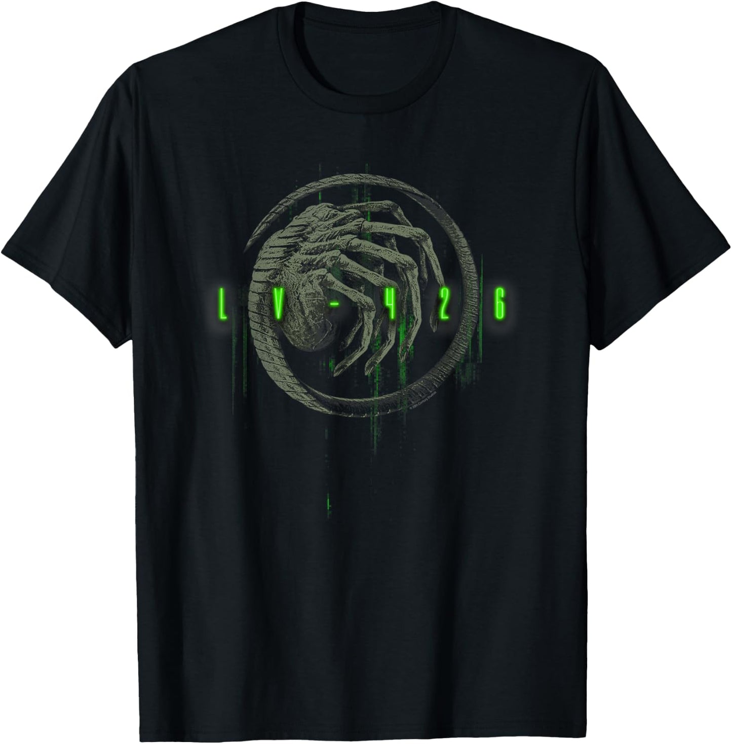 Aliens Lv-Fourtwentysix Iconic Facehugger Neon Chest Poster T-Shirt - T-Shirt | Black