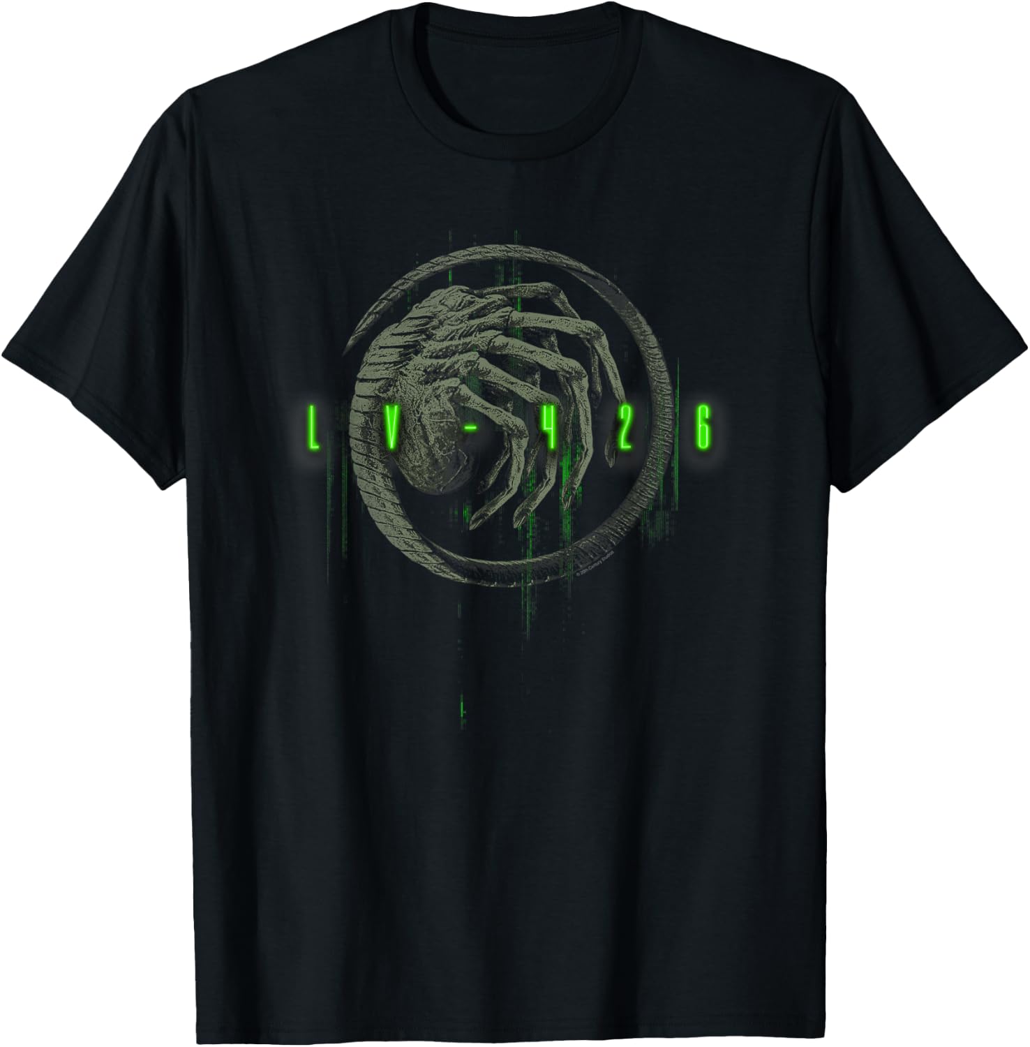 Aliens Lv-Fourtwentysix Iconic Facehugger Neon Chest Poster T-Shirt - T-Shirt | Black