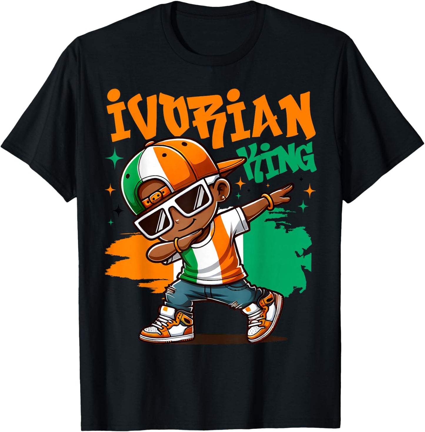 Ivory Coast Flag of King Ivorian Pride for Kids , Black, S T-Shirt - T-Shirt | Black