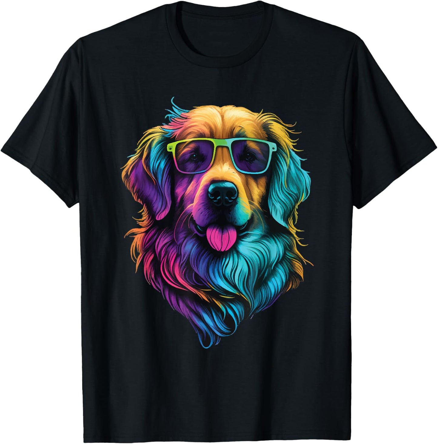 Colorful Golden Retriever Art - Dog Owner Canine Lover T-Shirt - T-Shirt | Black