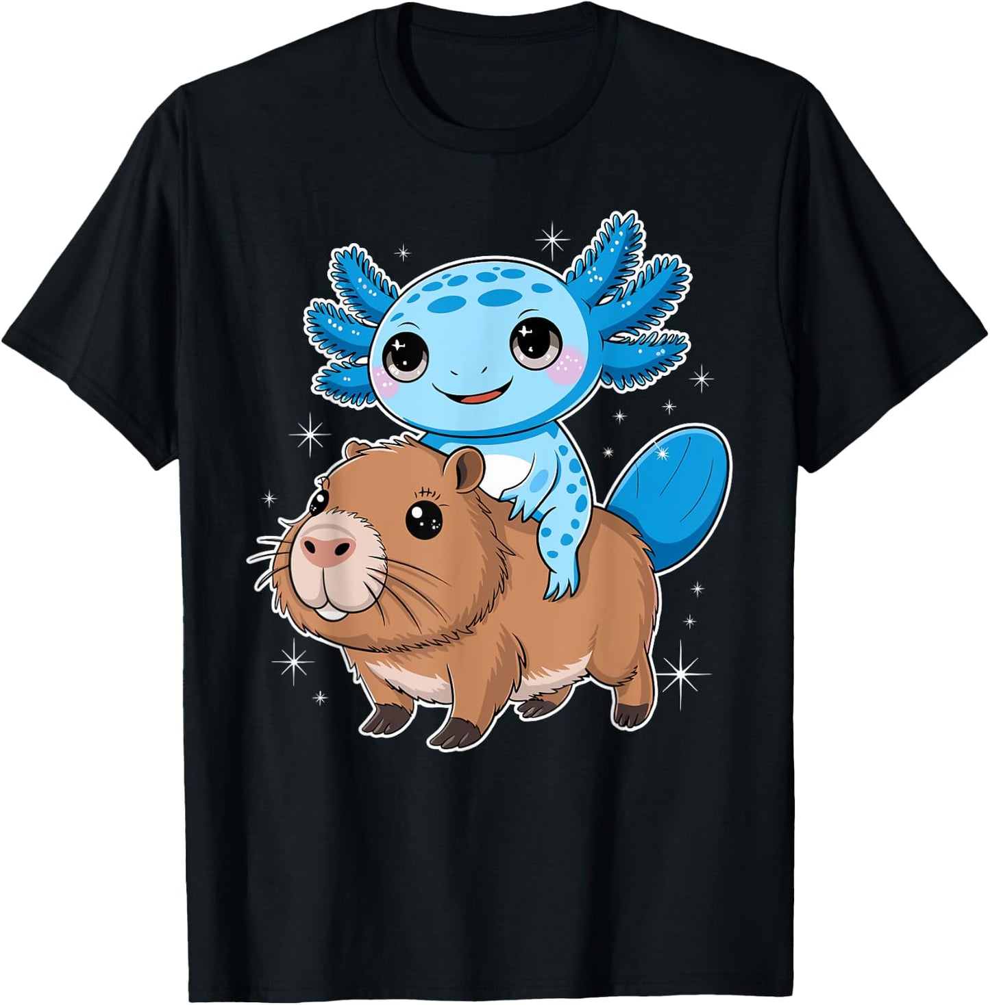 Capybara Kawaii Animal Axolotl Capybara T-Shirt - T-Shirt | Black
