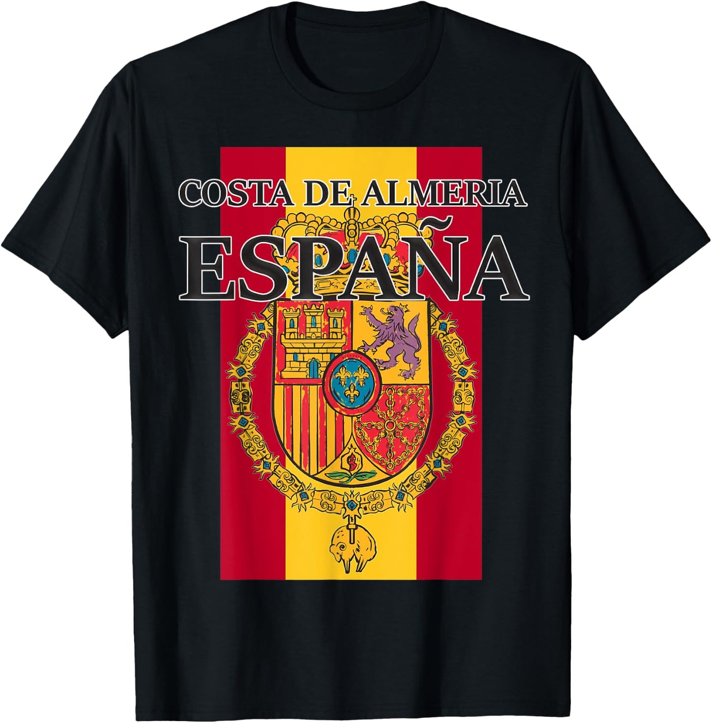 Spain Costa De Almeria Flag Travel Europe T-Shirt - T-Shirt | Black