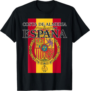 Spain Costa De Almeria Flag Travel Europe T-Shirt - T-Shirt | Black