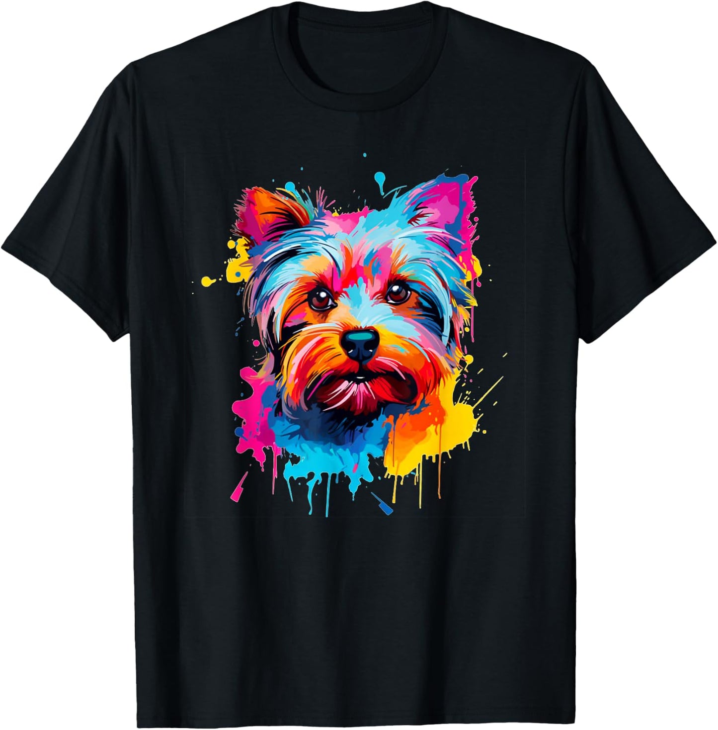 Cute Yorkshire Terrier Colorful Pop Art Yorkie Lover T-Shirt - T-Shirt | Black