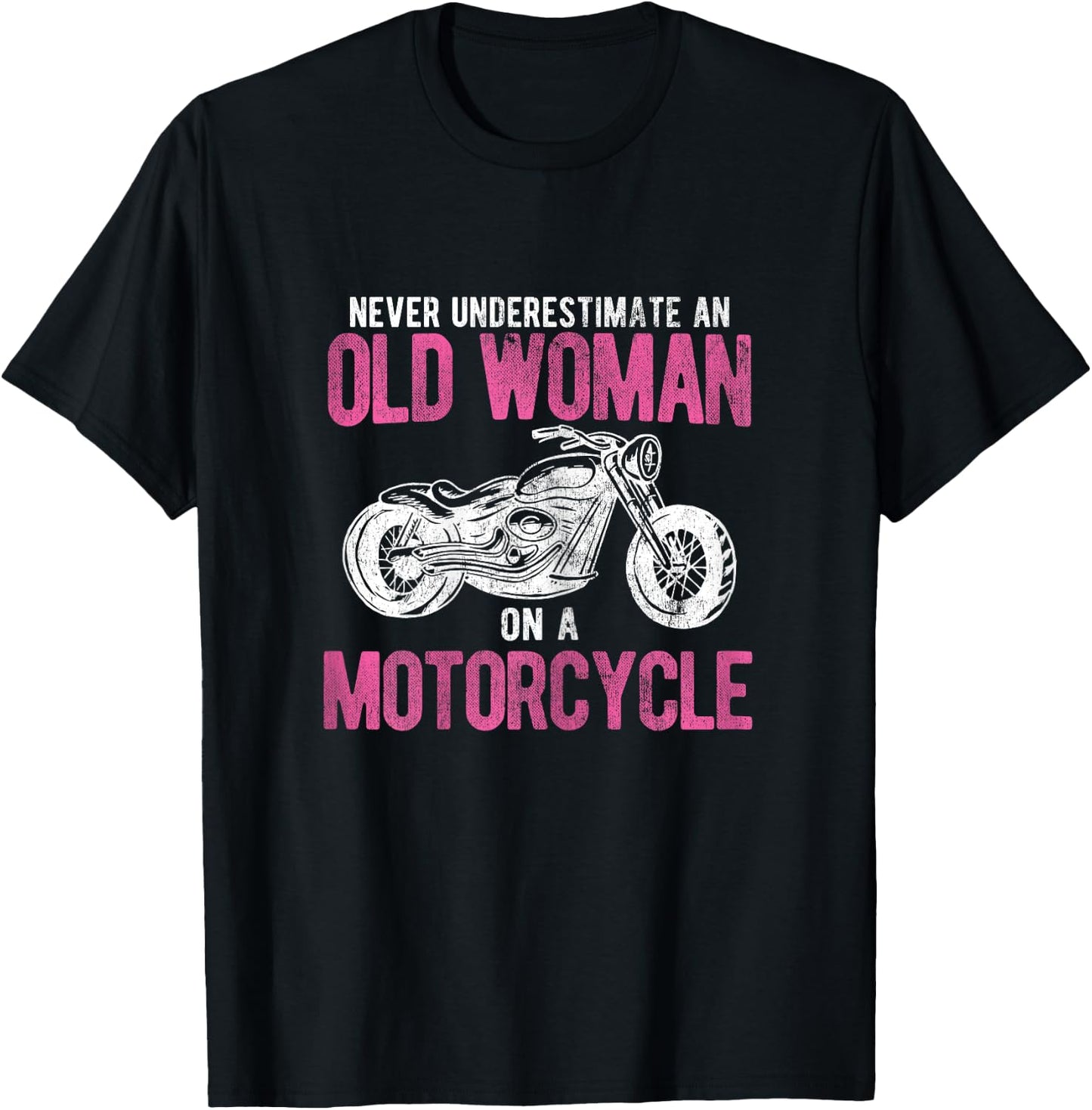 Bike Rider Old Woman On A Motorcycle T-Shirt - T-Shirt | Black