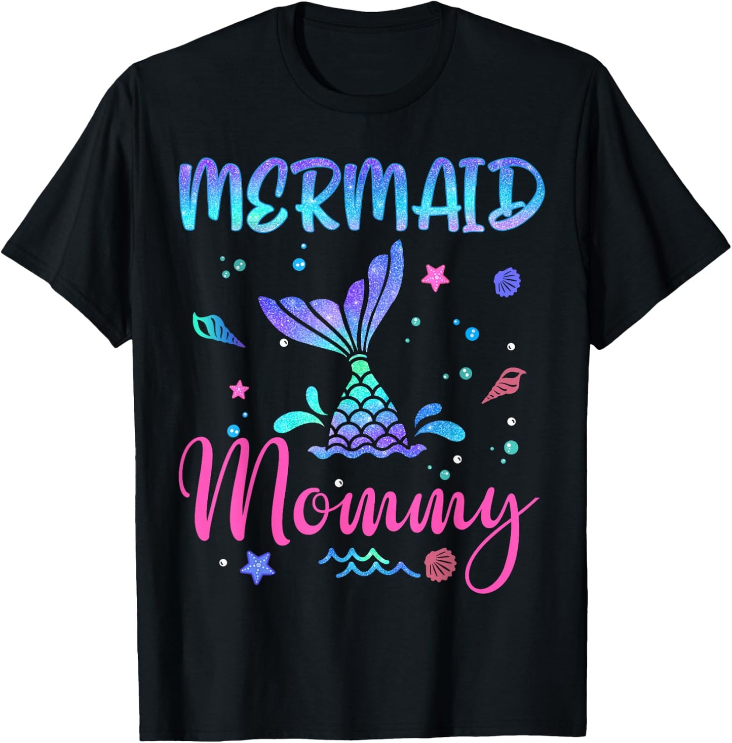 Birthday Mermaid Mommy Matching Family Bday Party Squad T-Shirt - T-Shirt | Black