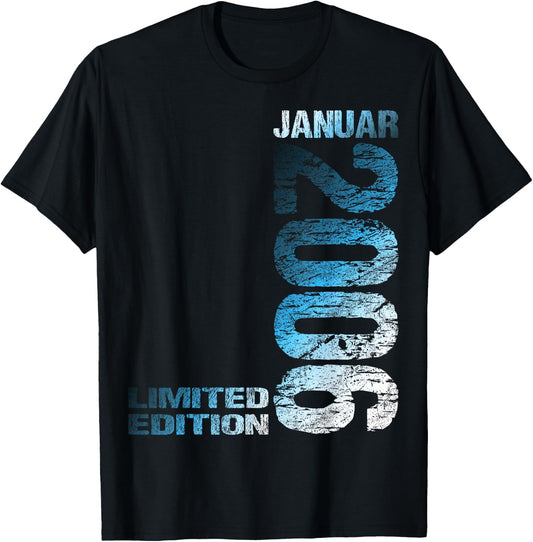 January 2006 Boy Girl 17th Birthday Limited Edition 17 , black T-Shirt - T-Shirt | Black