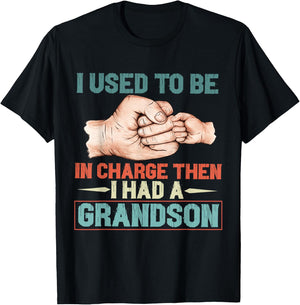 i Used to be in Charge Then i had a Grandson Funny Grandpa T-Shirt - T-Shirt | Black