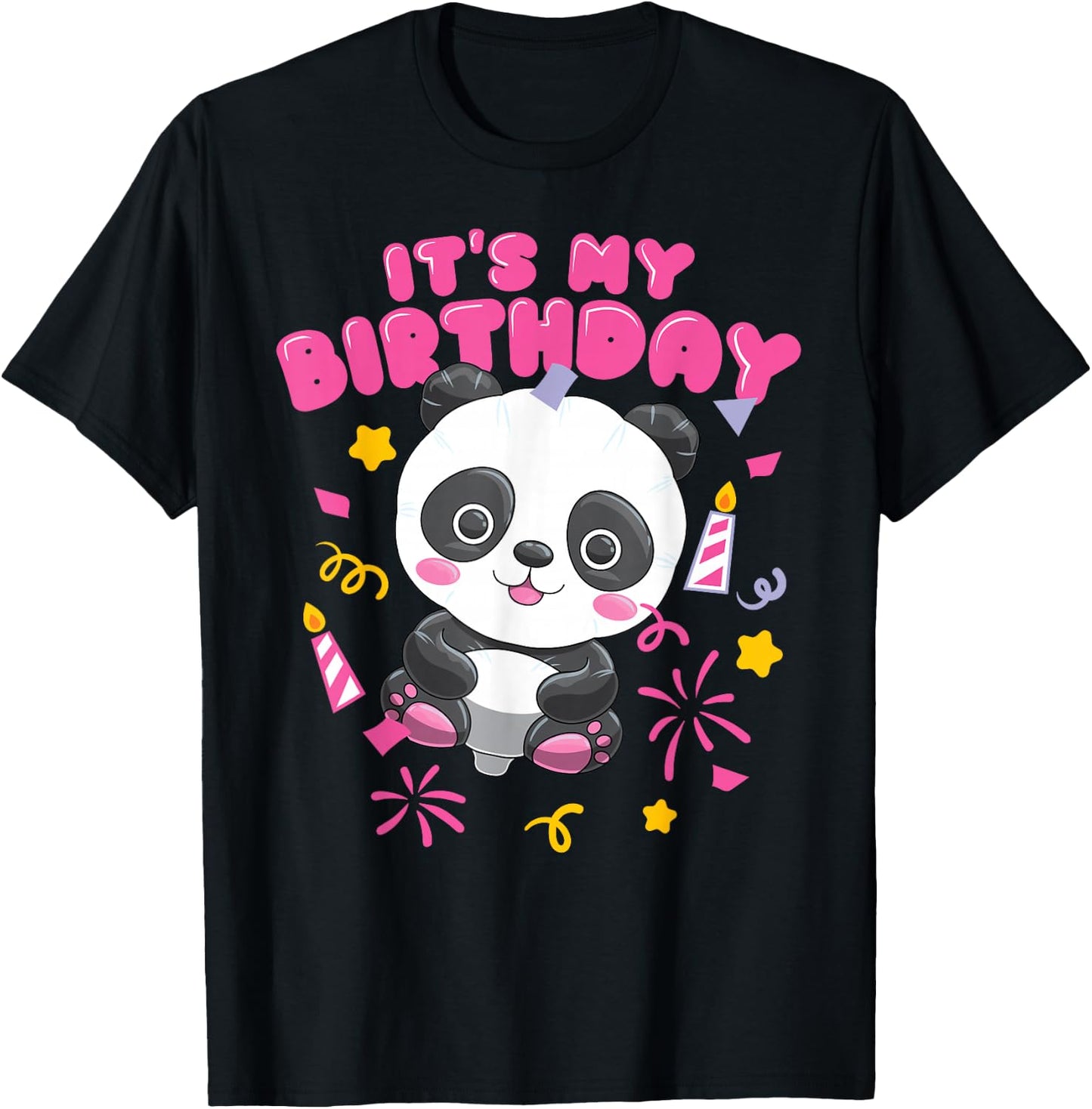 Kawaii Panda Balloon It's My Birthday Gift Girl T-Shirt - T-Shirt | Black