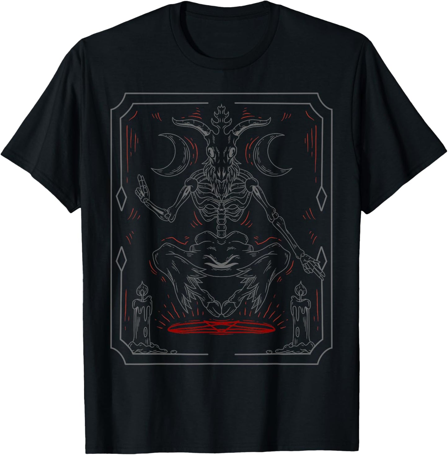 Lucifer Sigil Goat Skull Crescent Moon Baphomet Satanic T-Shirt - T-Shirt | Black
