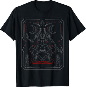 Lucifer Sigil Goat Skull Crescent Moon Baphomet Satanic T-Shirt - T-Shirt | Black