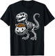 Skeleton Dinosaur T rex Pumpkin Dino Men Boys Kids Halloween T-Shirt - T-Shirt | Black