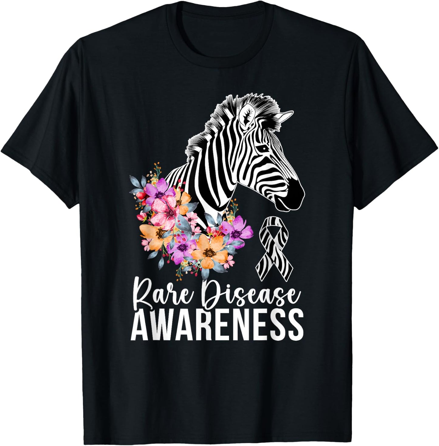 Rare Disease Awareness Zebra Rare Disease Warrior T-Shirt - T-Shirt | Black