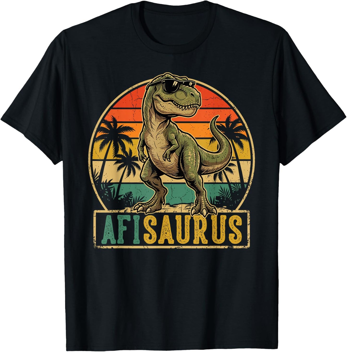 AFI Saurus Vintage T-Rex Dinosaur Fathers Day T-Shirt - T-Shirt | Black