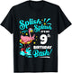 9th Birthday Flamingo 9 Years Old Pool Party Summer T-Shirt - T-Shirt | Black