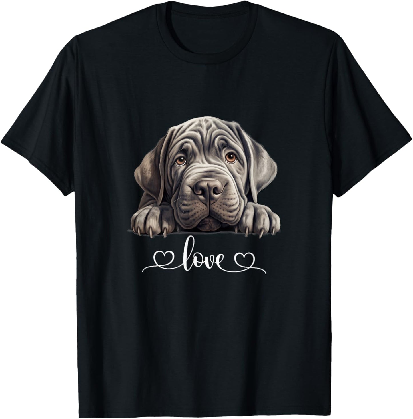 Cute Dog Graphic Love Neapolitan Mastiff Dog T-Shirt - T-Shirt | Black