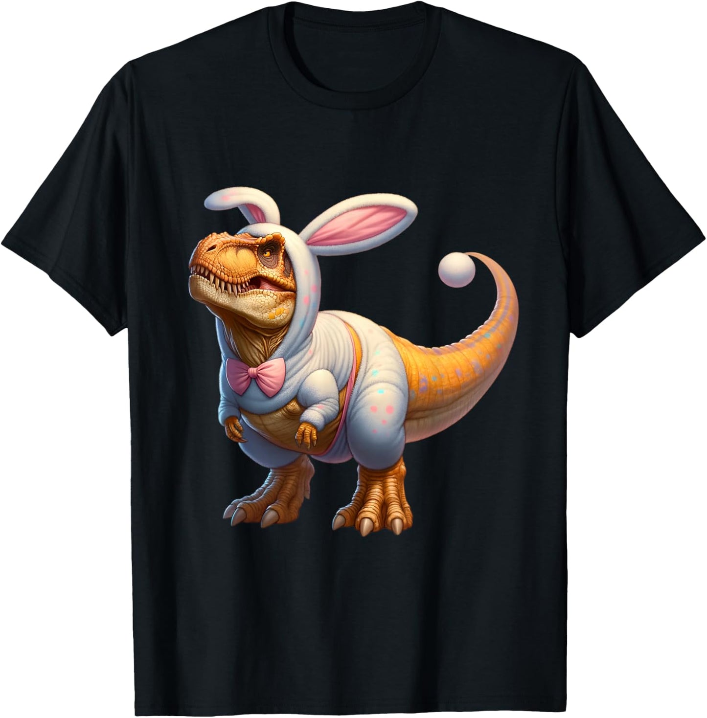 Funny easter bunny dinosaur t-rex apparel -Adults, -Kids Multicolor Cartoon Dinosaur Easter Classic Small Short Sleeve T-Shirt - T-Shirt | Black