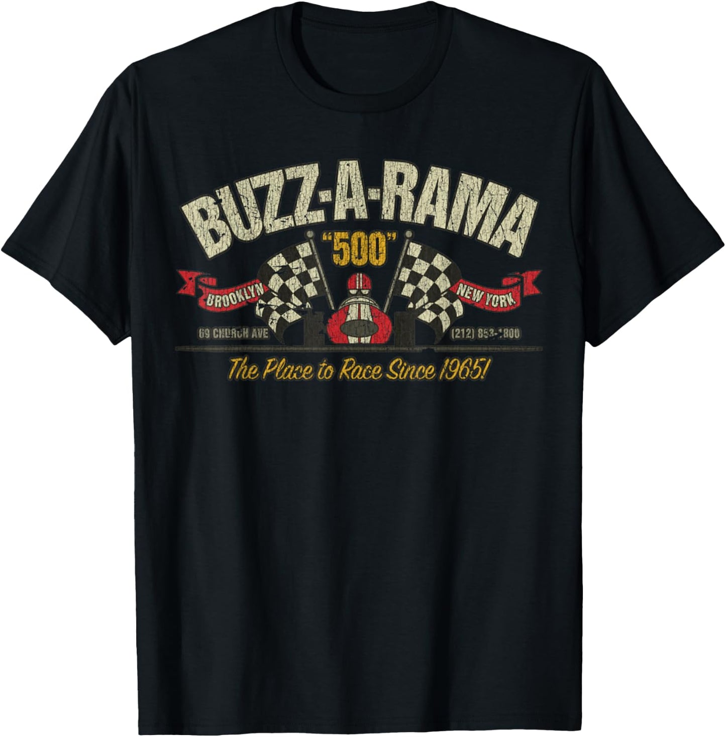 Vintage Buzz-A-Rama 1965 Retro 60s Car NYC Lover T-Shirt - T-Shirt | Black