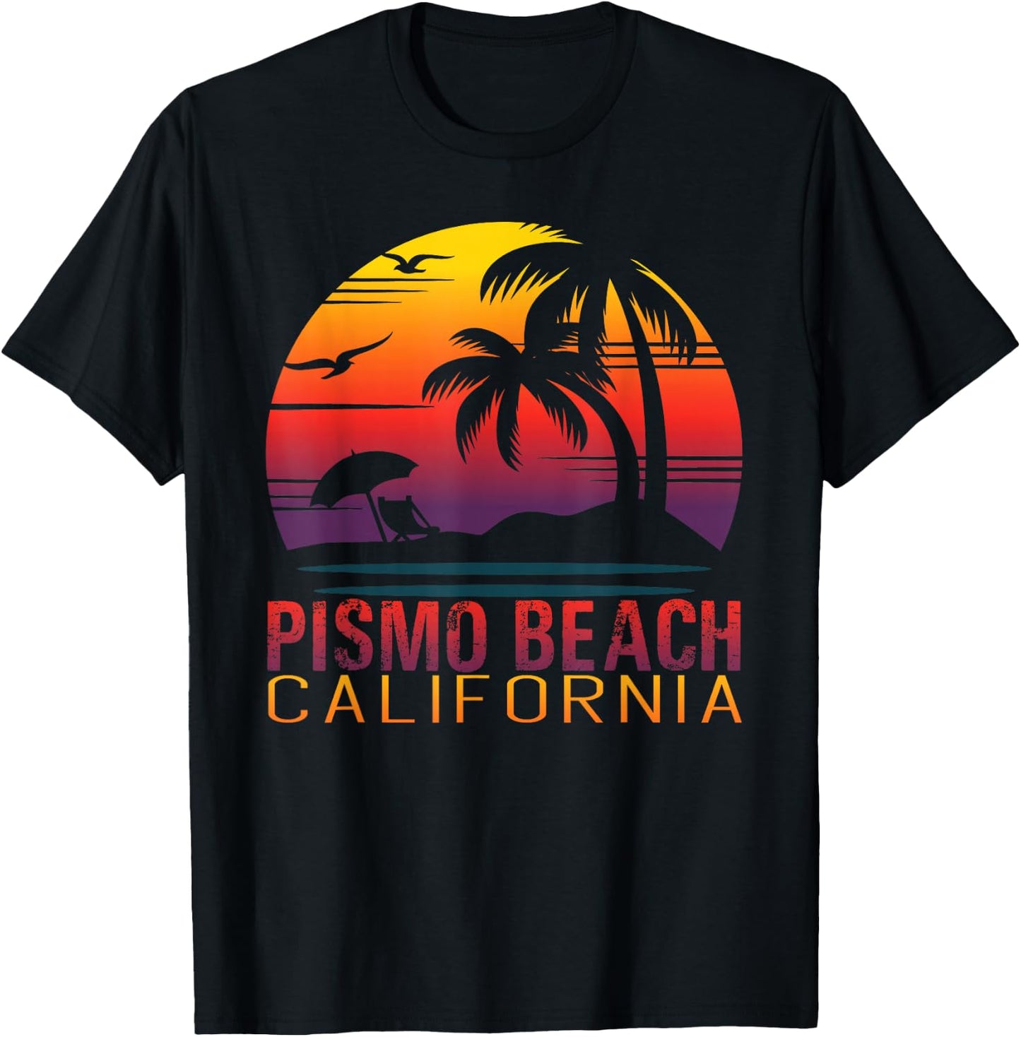 Retro Sunset Pismo Beach California Summer Vacation Gift Men Women Girls Kids T-Shirt - T-Shirt | Black