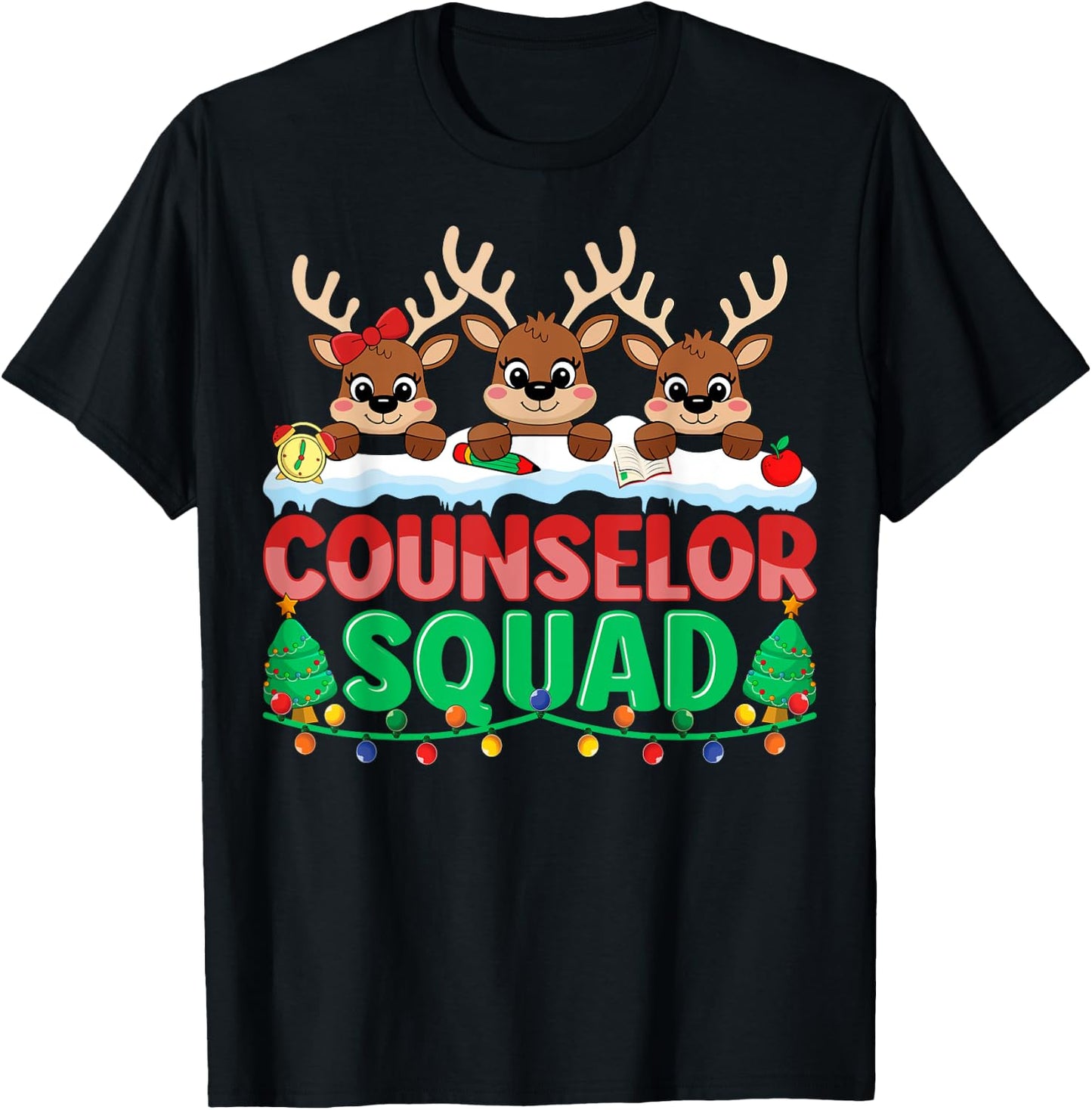 Counselor Squad Reindeer Xmas School Counselor Christmas T-Shirt - T-Shirt | Black