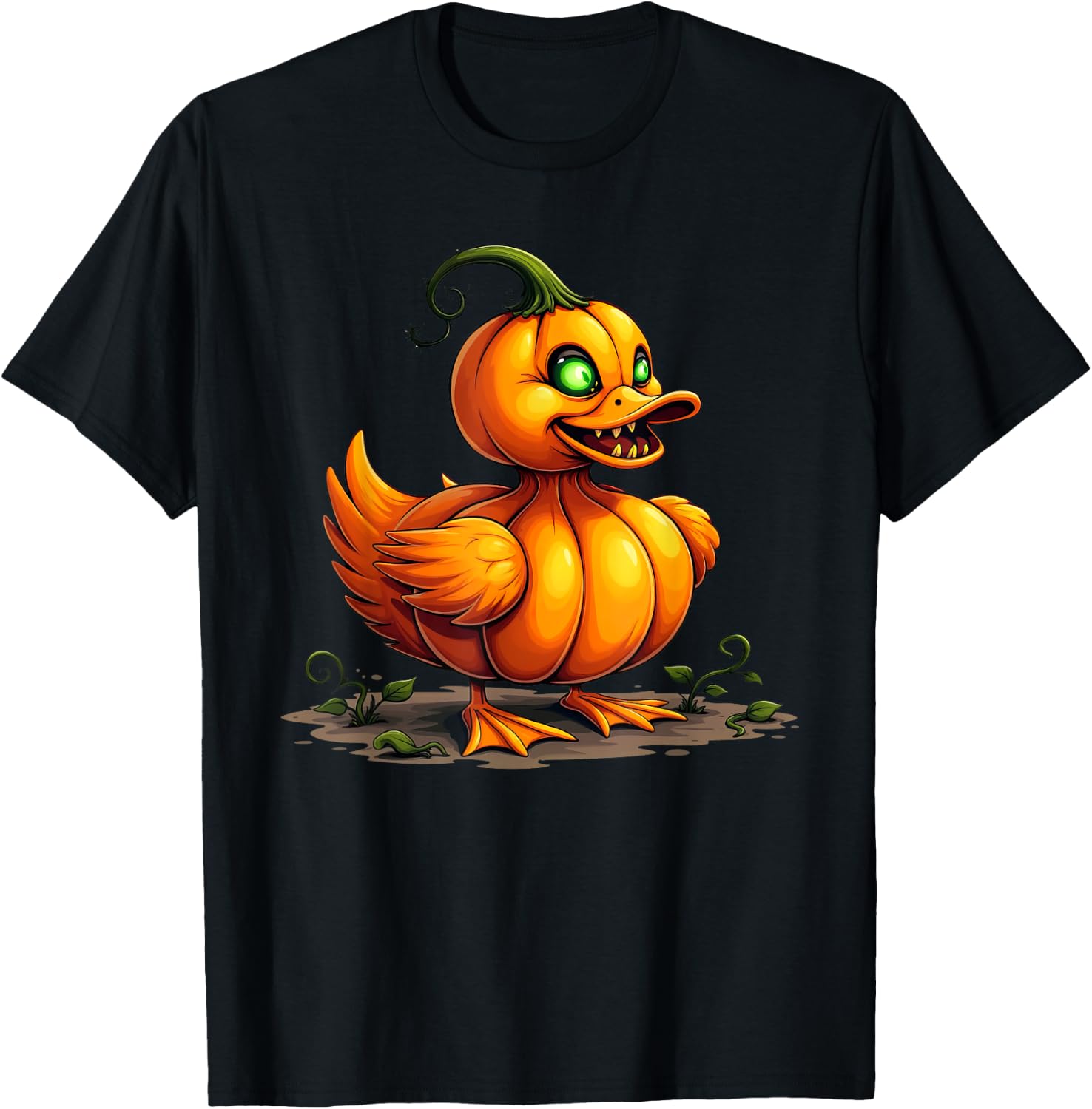 Scary Duck Pumpkin Funny Halloween Kids T-Shirt - T-Shirt | Black